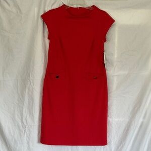 Classic Orange Cap-Sleeve Sheath Dress